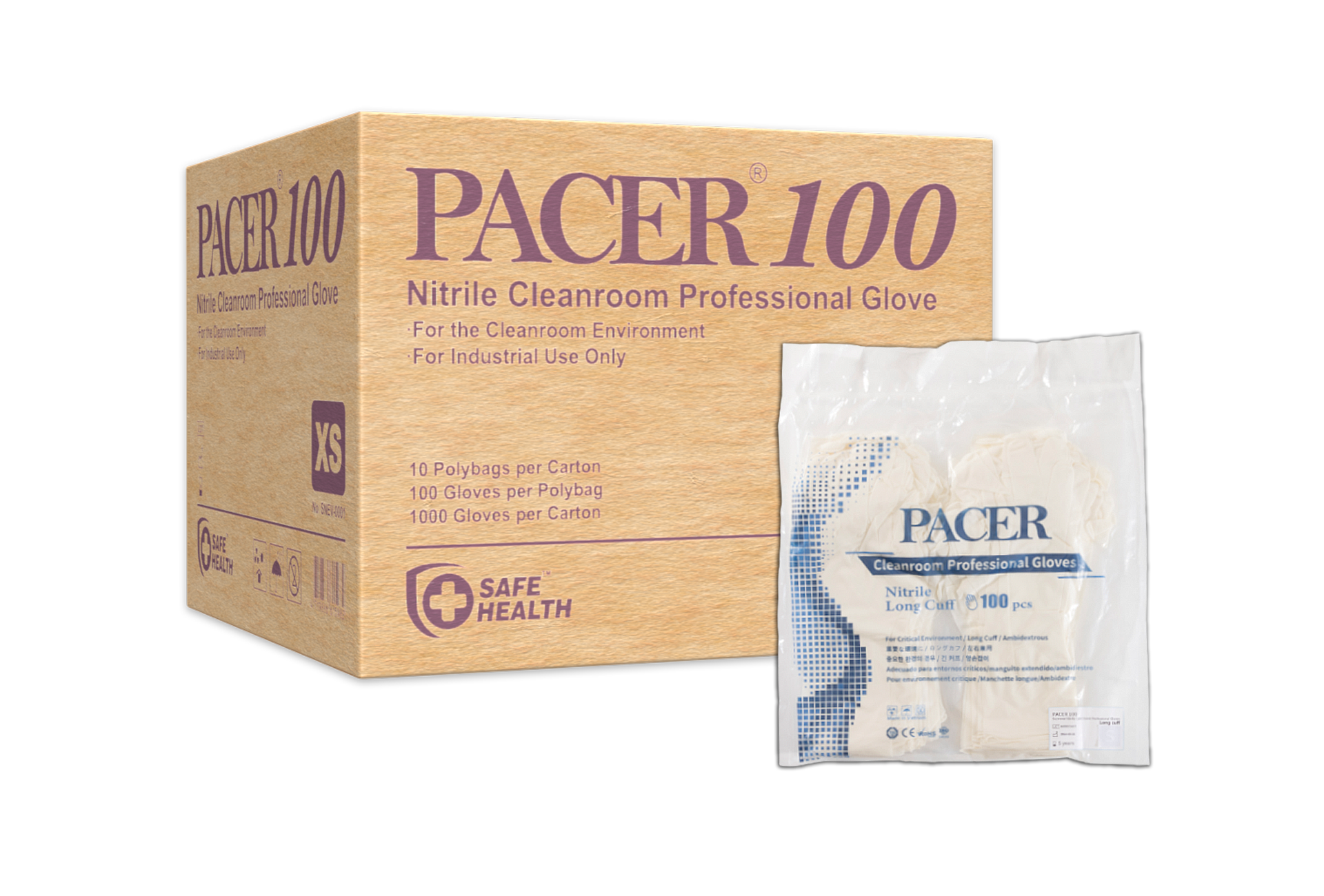 PACER 100<br />
Ultra Nitrile Cleanroom Professional Gloves - Standard Cuff